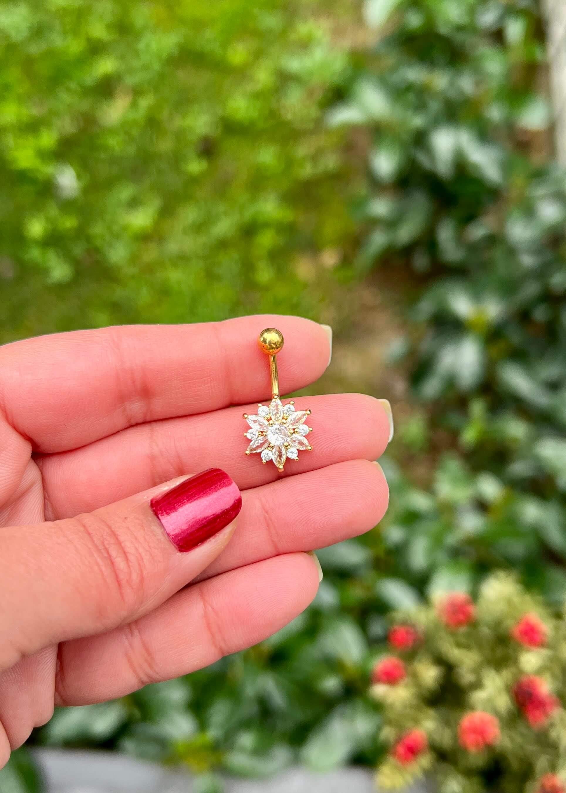 Cerrahi Çelik Çiçek Göbek Piercing