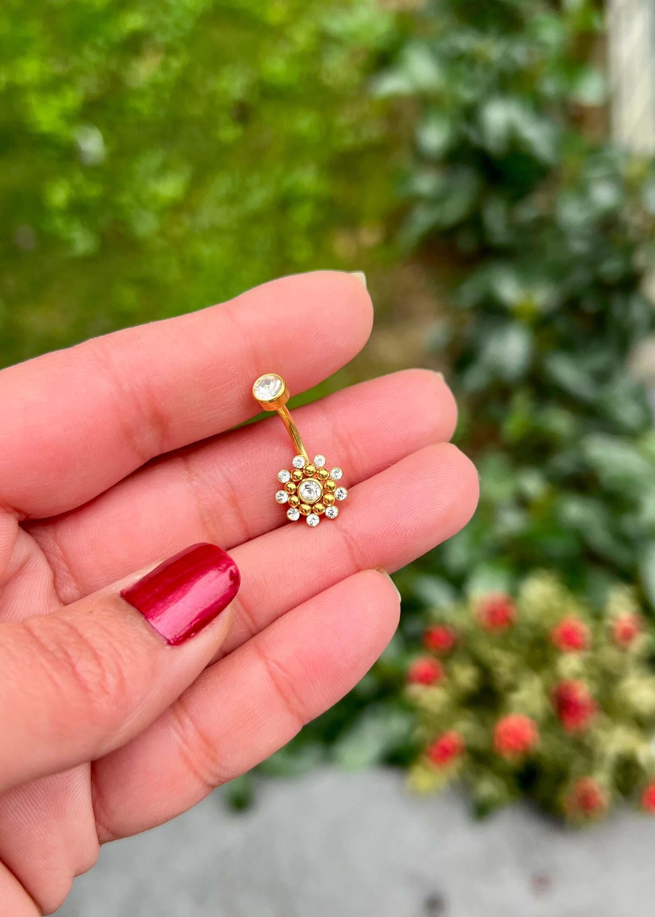 Cerrahi Çelik Çiçek Göbek Piercing