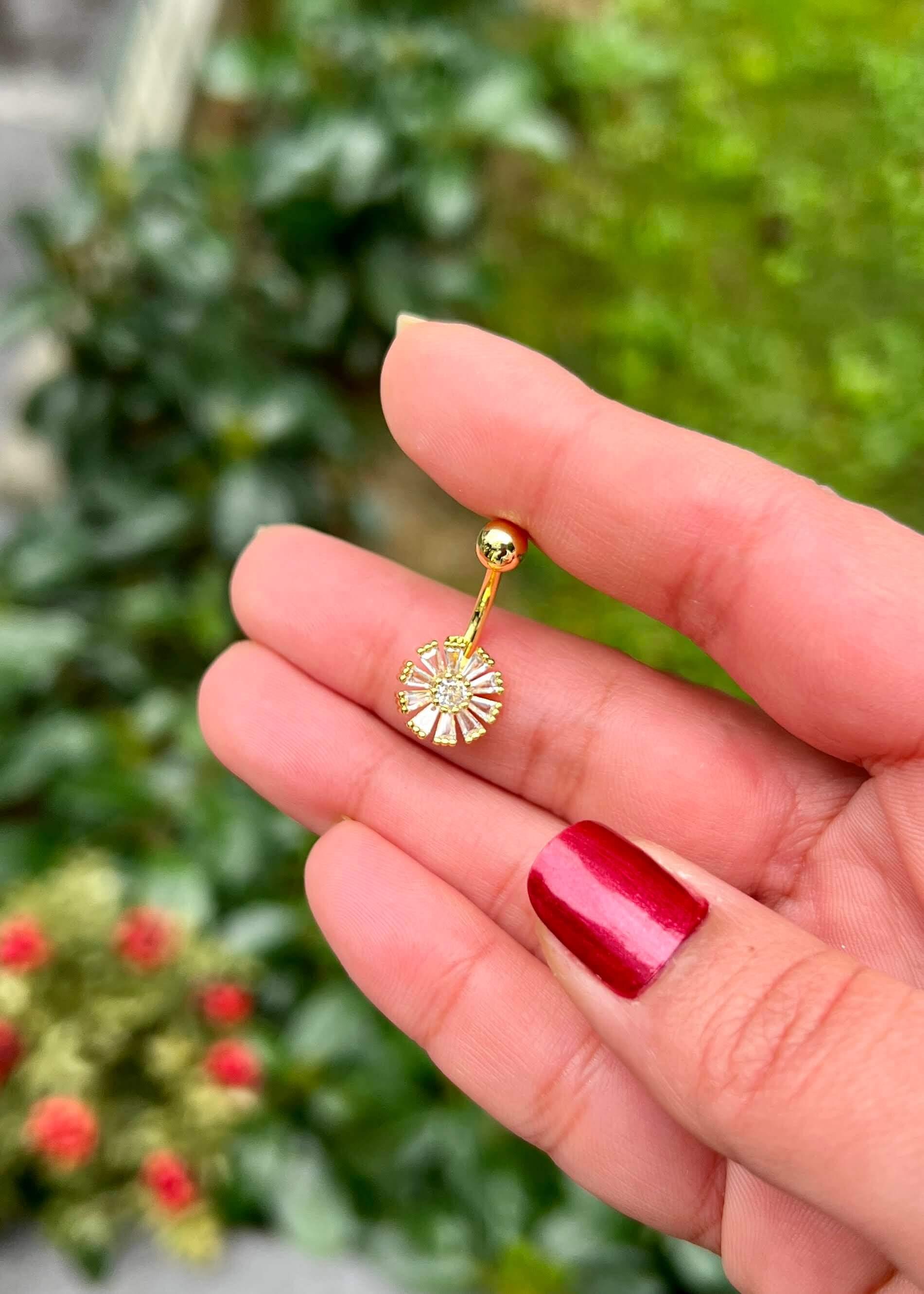 Cerrahi Çelik Çiçek Göbek Piercing