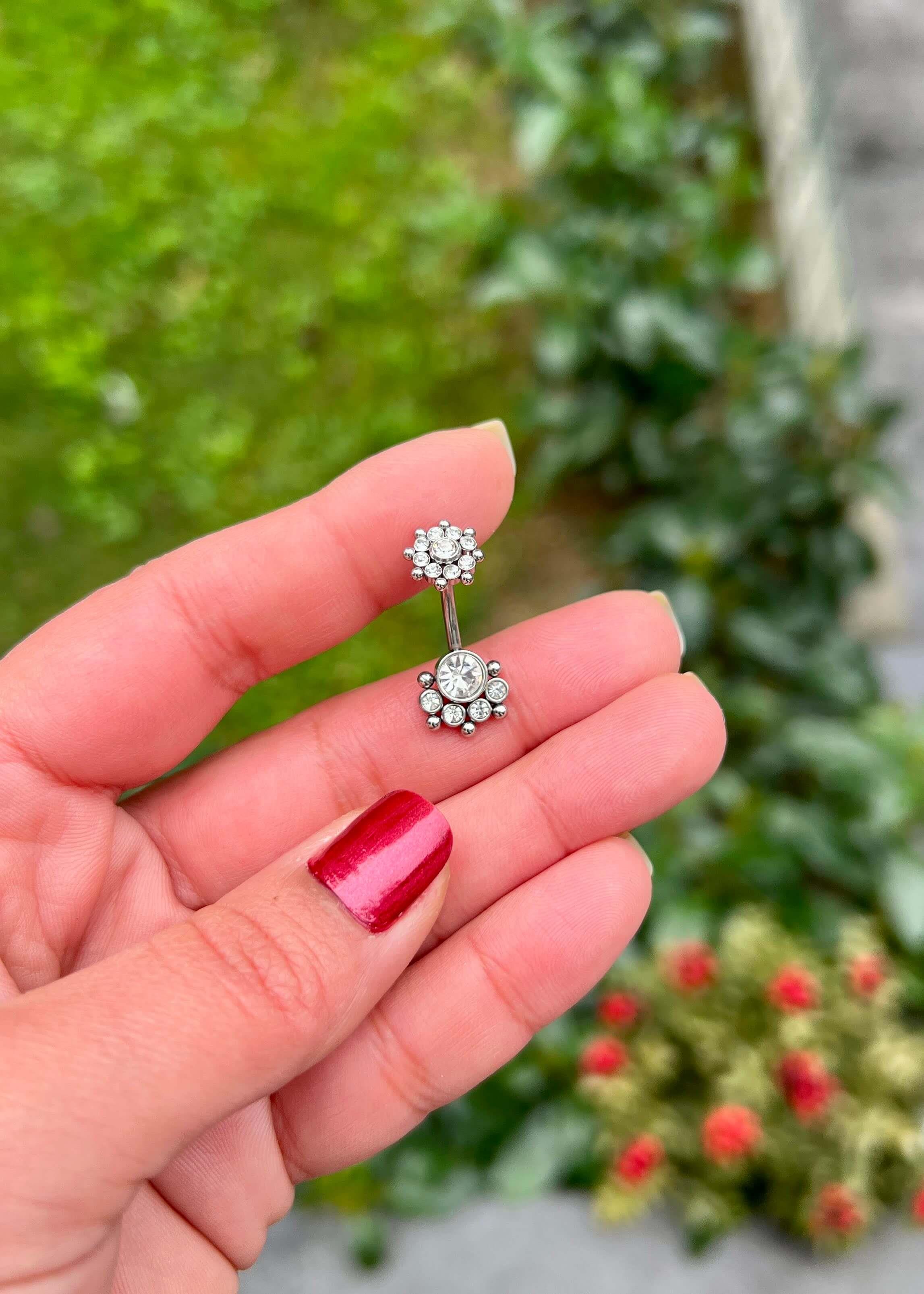 Cerrahi Çelik Çiçek Göbek Piercing