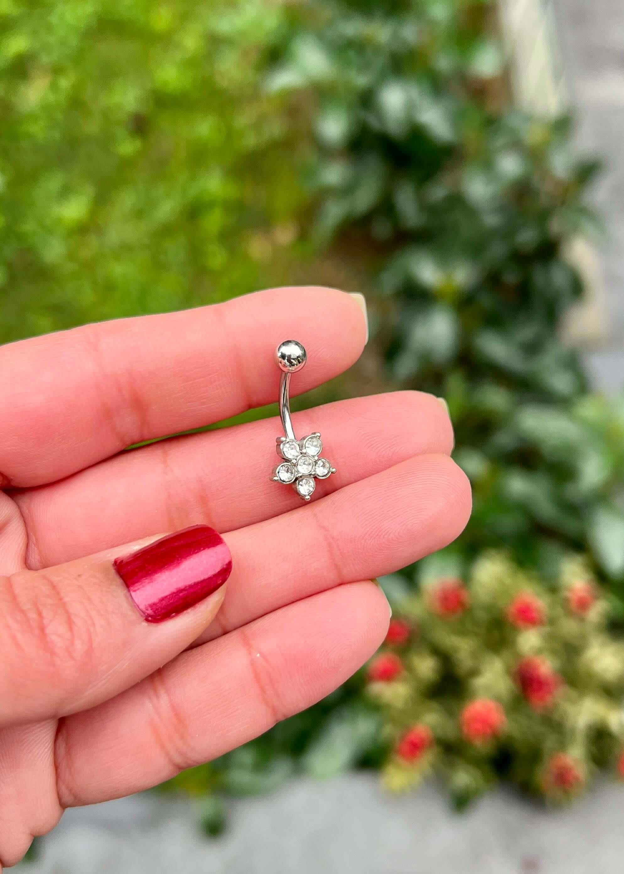 Cerrahi Çelik Çiçek Göbek Piercing