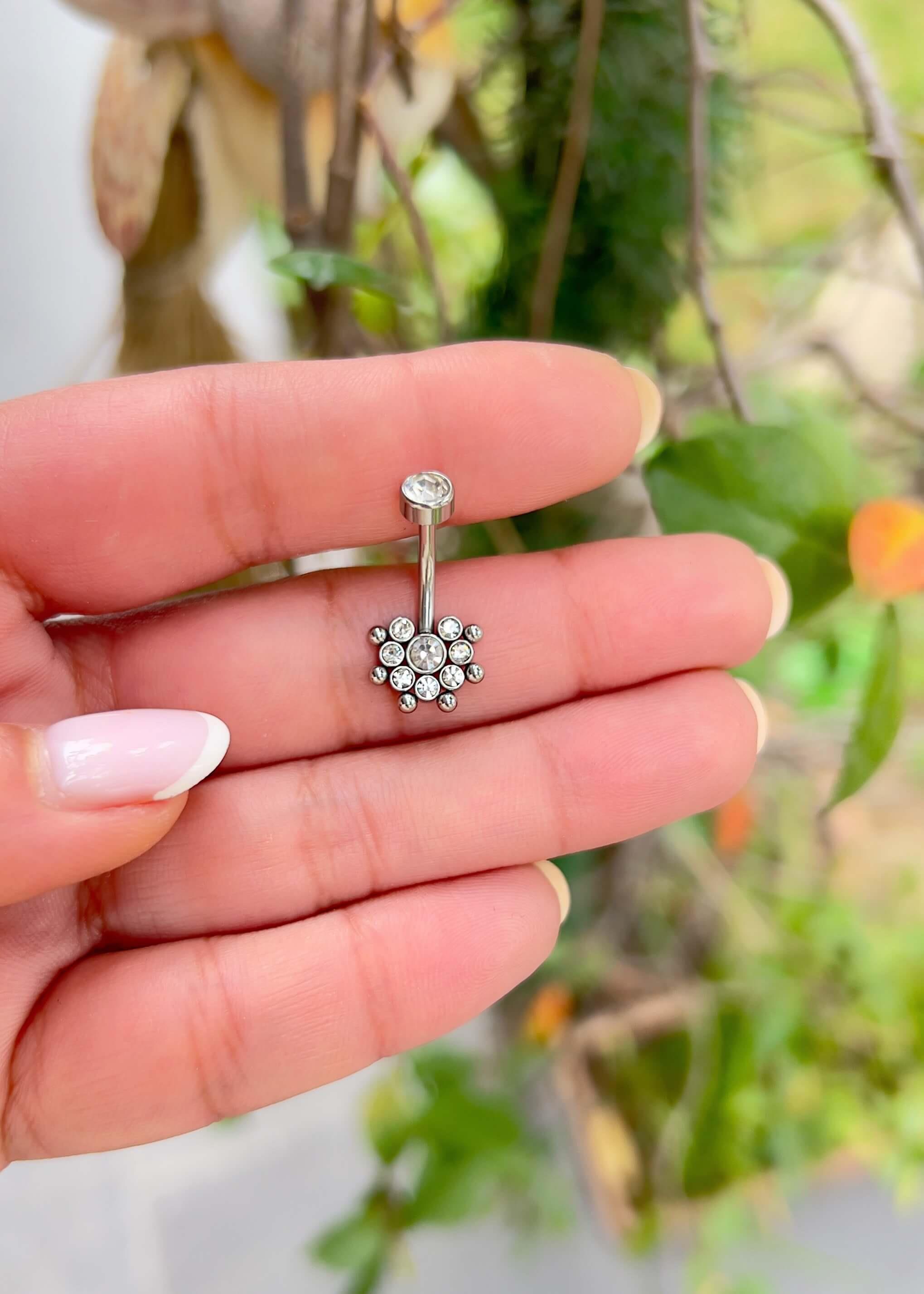 Cerrahi Çelik Çiçek Göbek Piercing