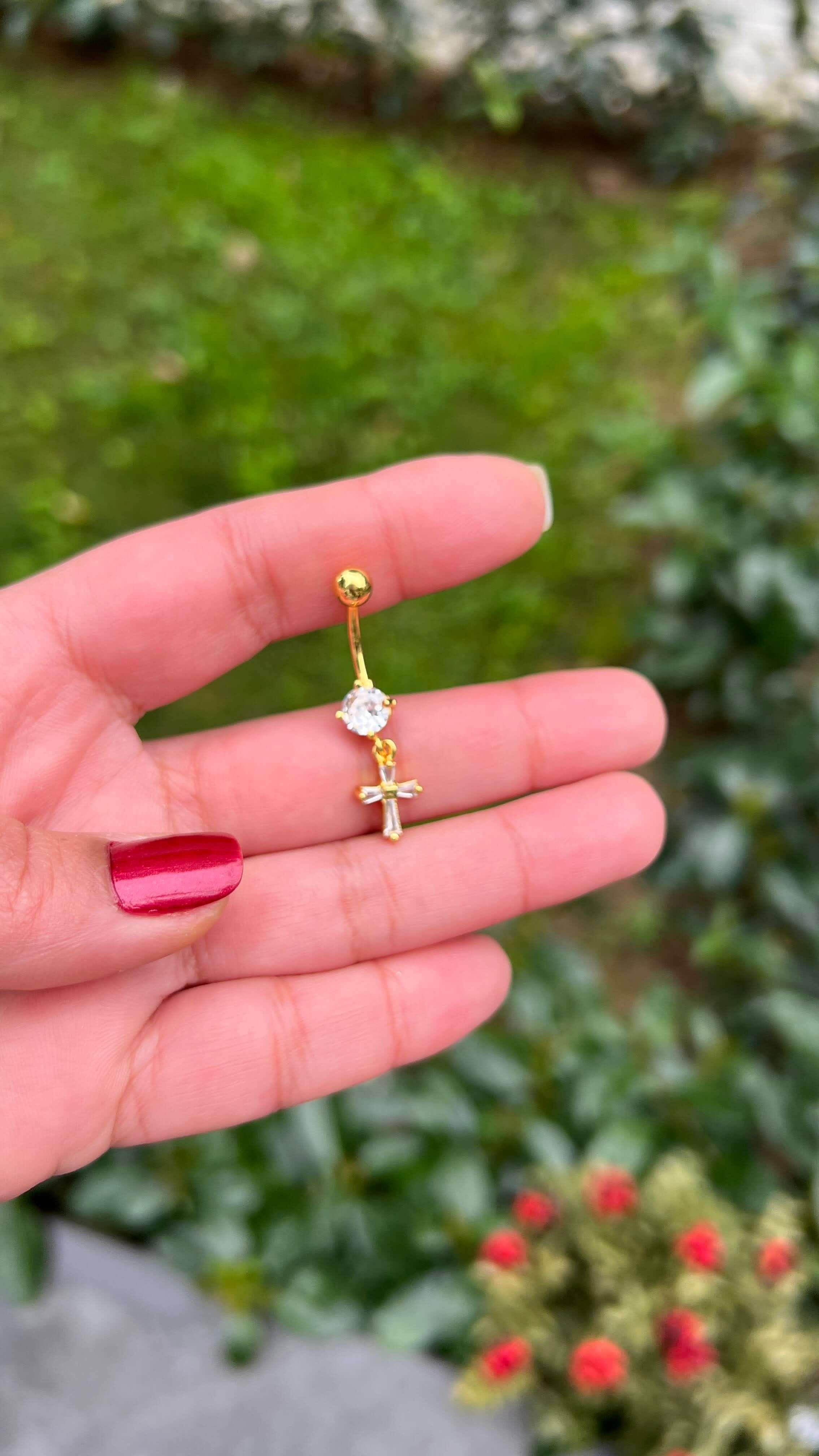 Cerrahi Çelik Haç Göbek Piercing