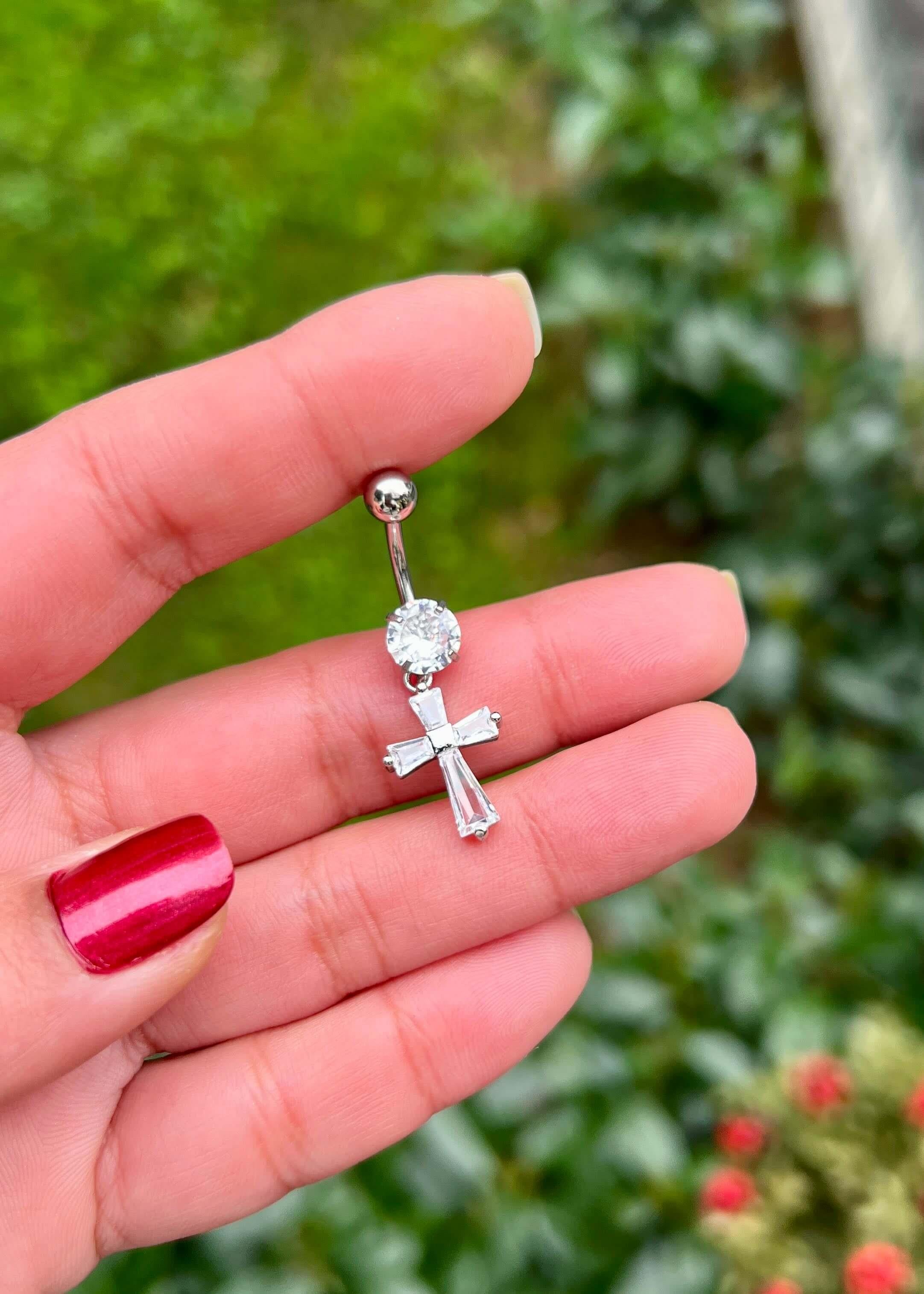 Cerrahi Çelik Haç Göbek Piercing
