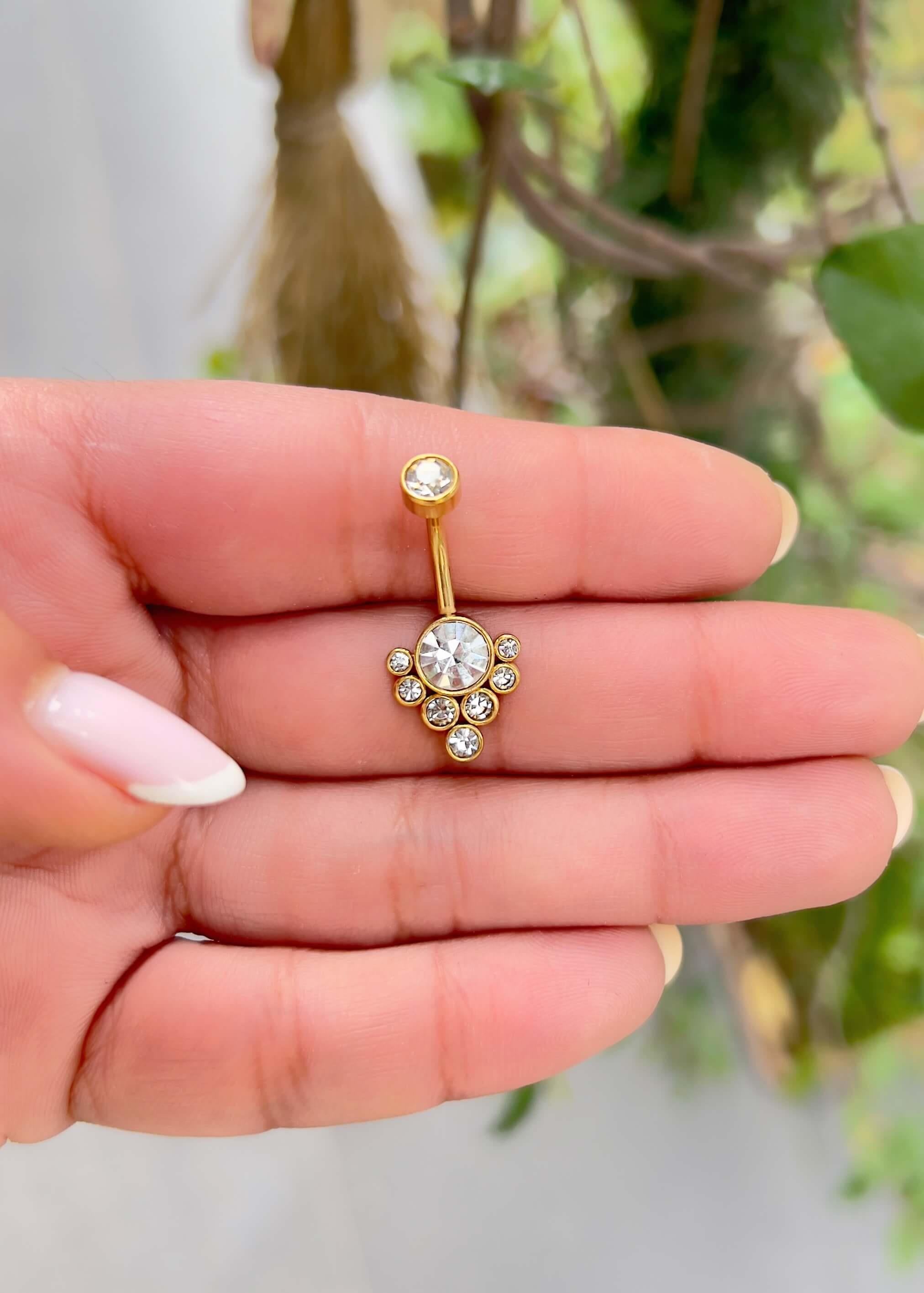 Cerrahi Çelik Taşlı Göbek Piercing