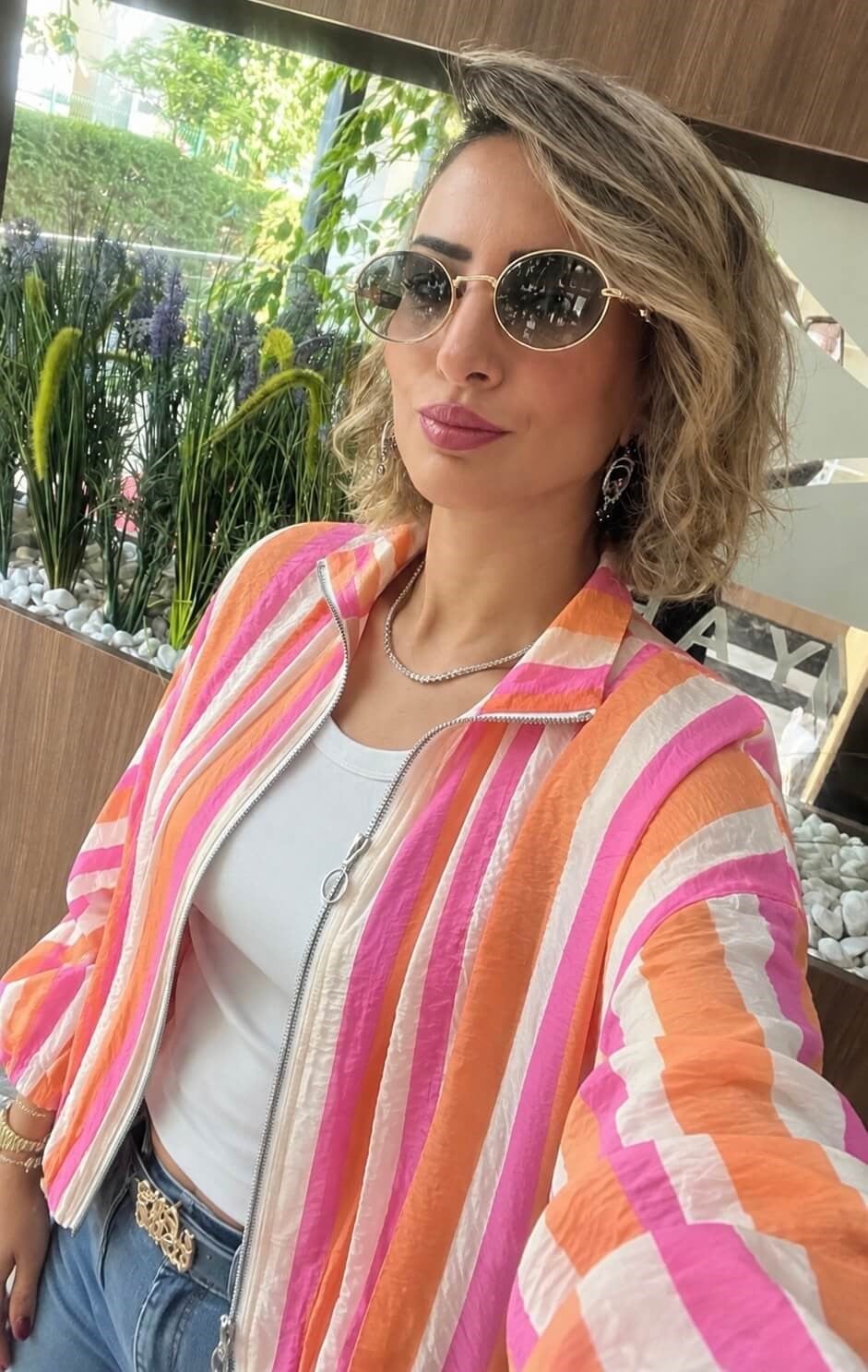 Çizgili Bomber Ceket