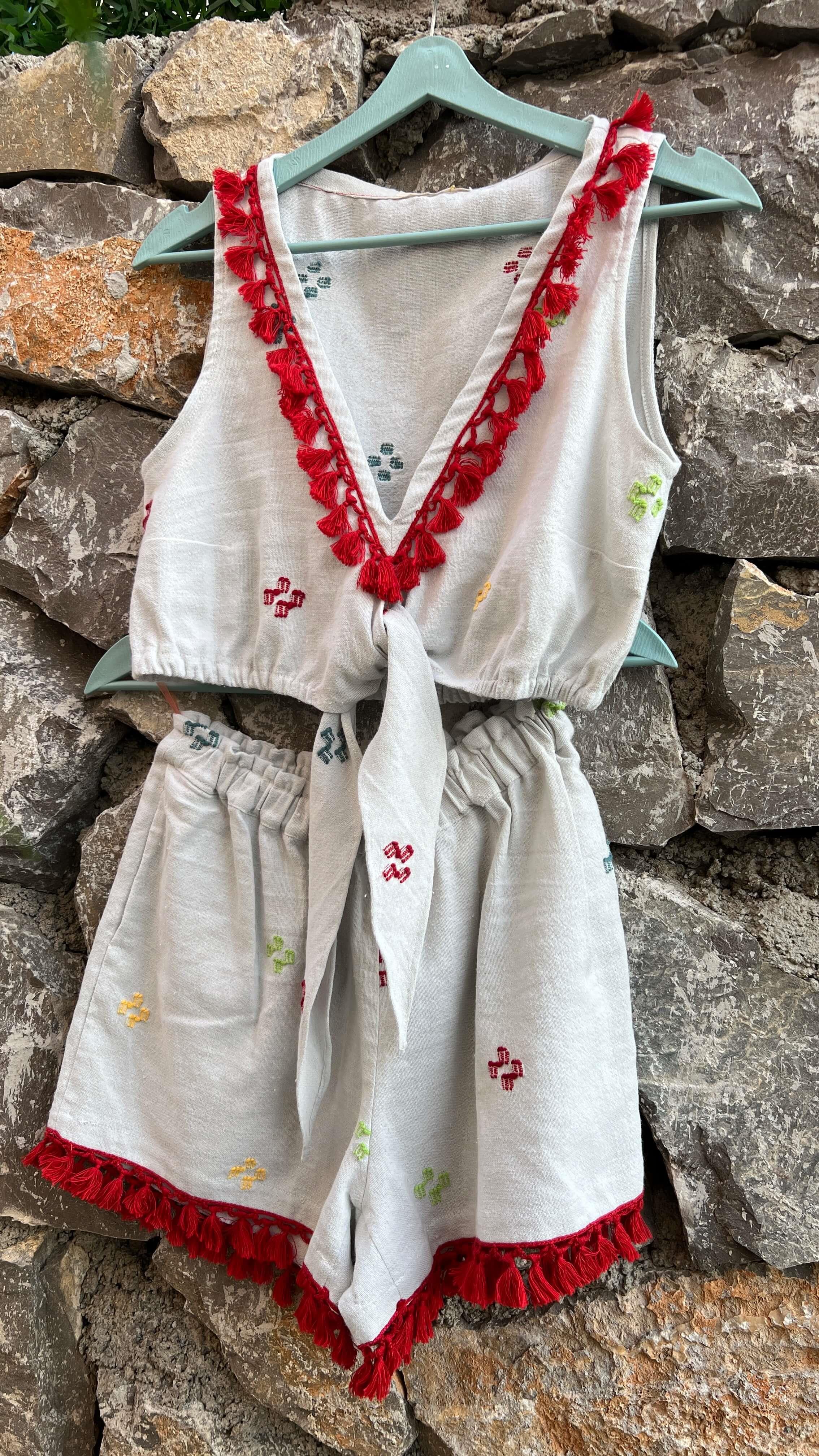 Dastar Dokuma Mini Şortlu Takım