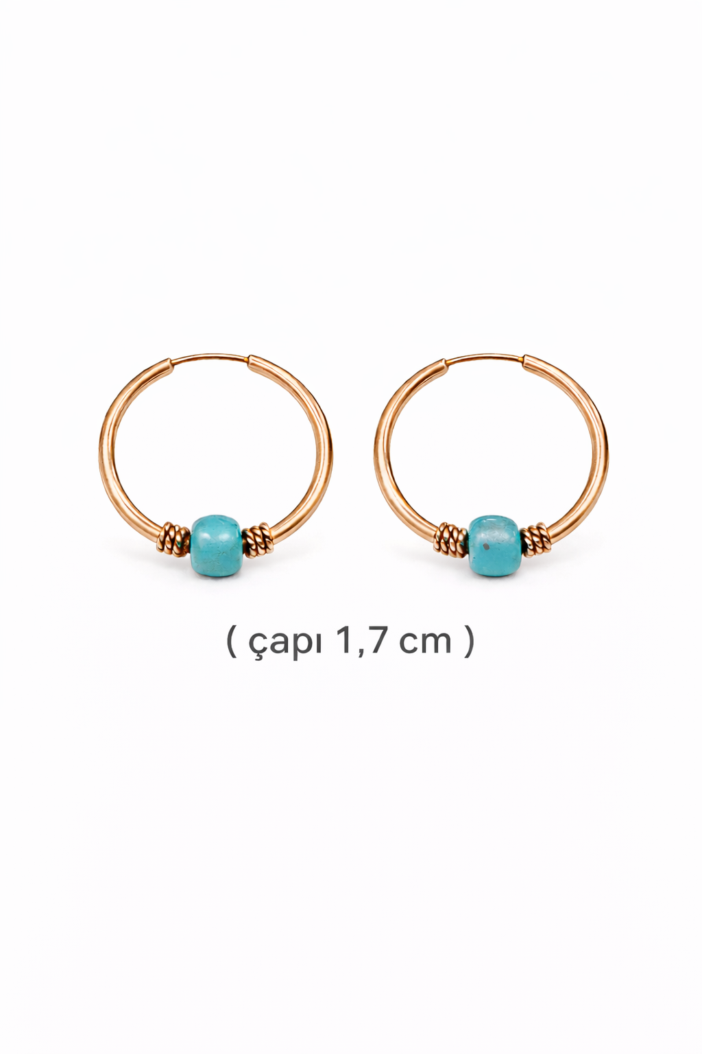Gümüş Mavi Taşlı 1,7 cm Halka Küpe