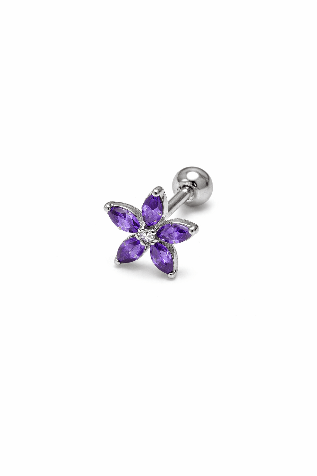 Gümüş Mor Taşlı Piercing