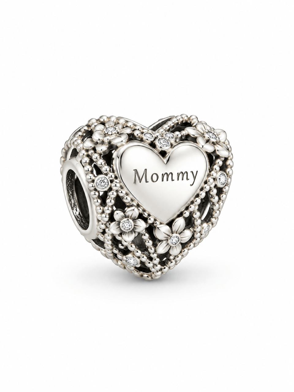 Kalp Çiçekli Mom Charm