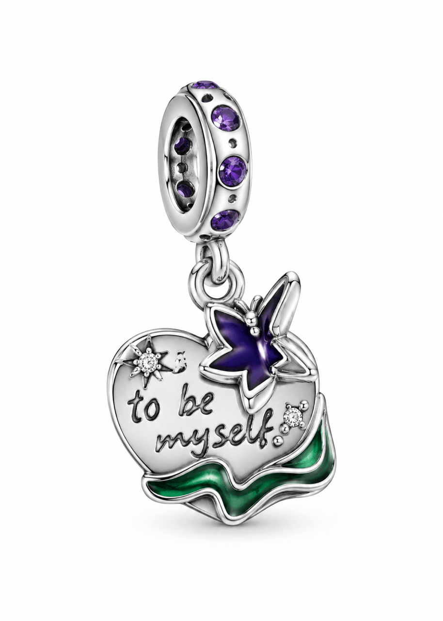 Kalp Mor Çiçekli Charm