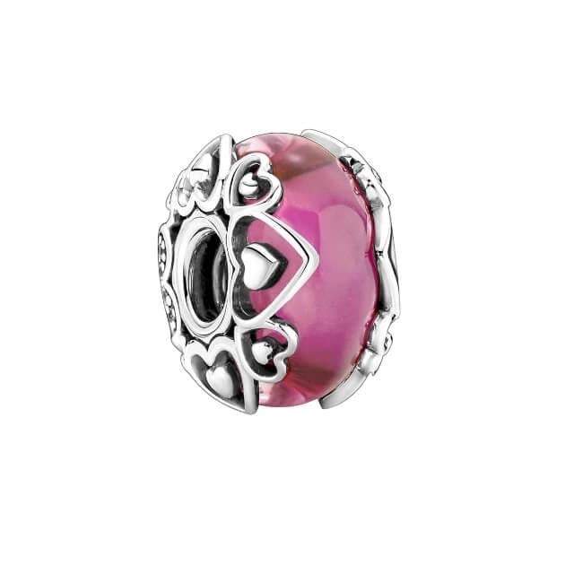 Kırmızı Kalpli Mat Murano Charm