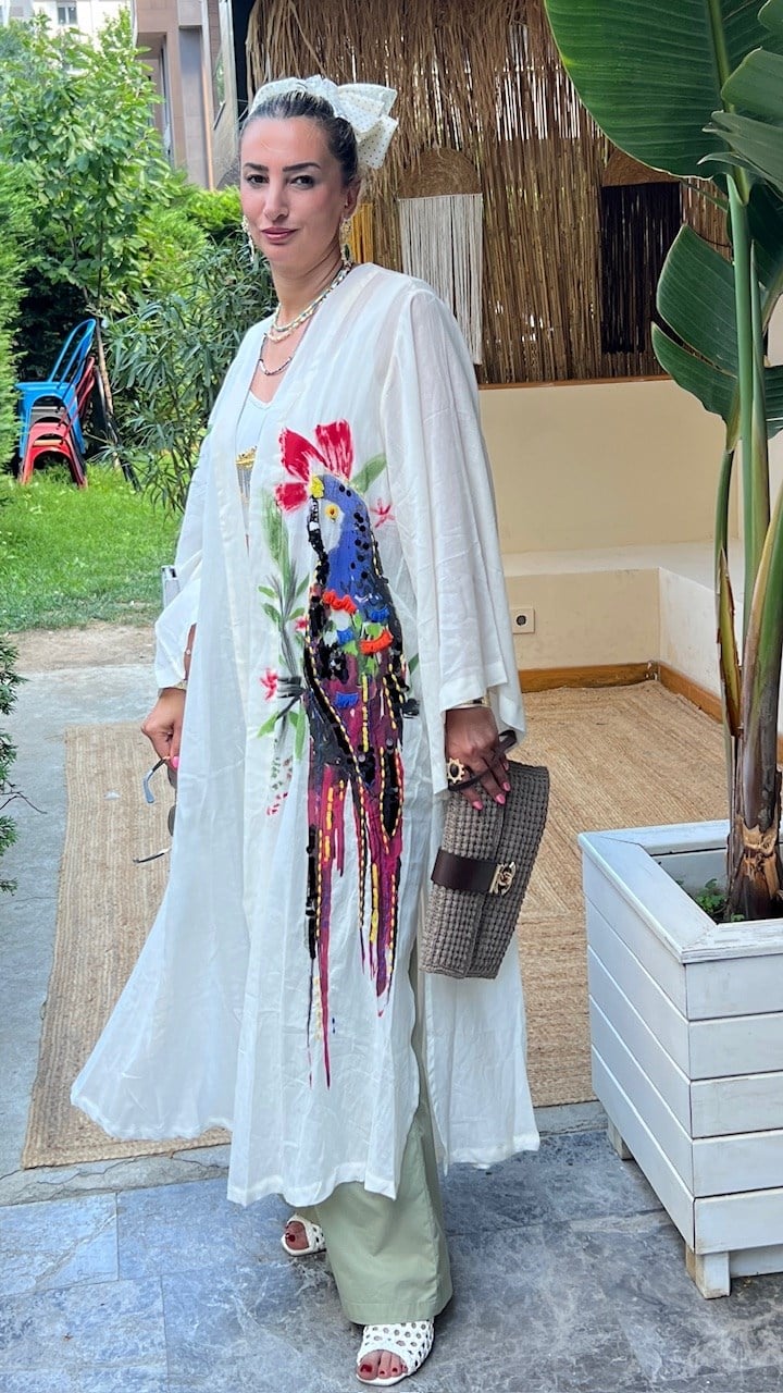 Papağan Desenli  Kimono