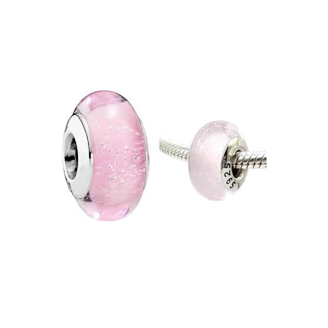 Pembe Simli Murano Charm