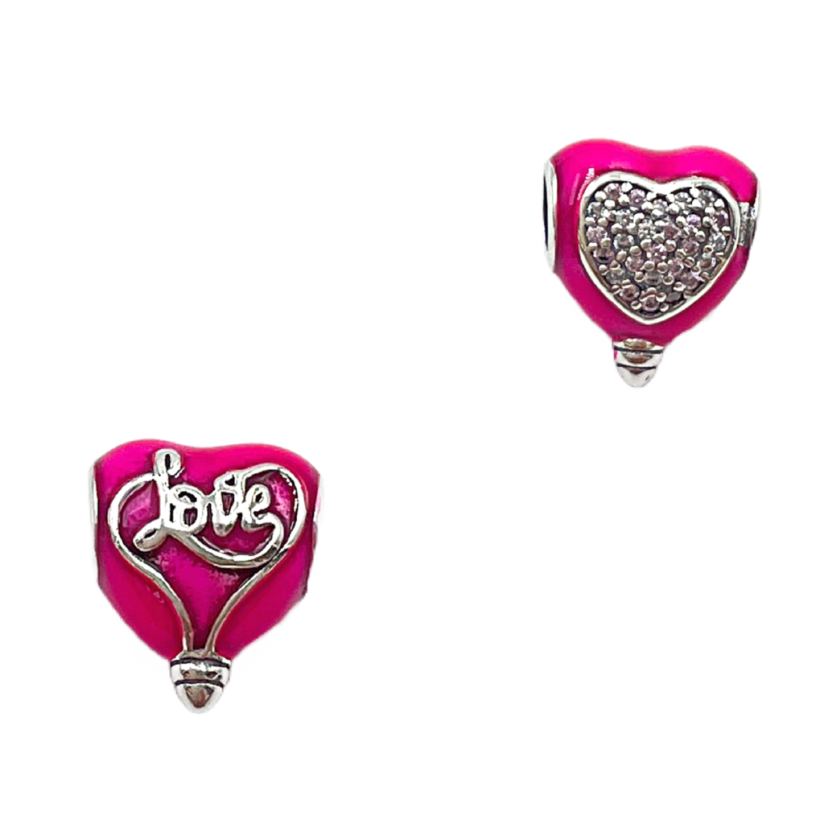 Pembe Taşlı Kalp Charm