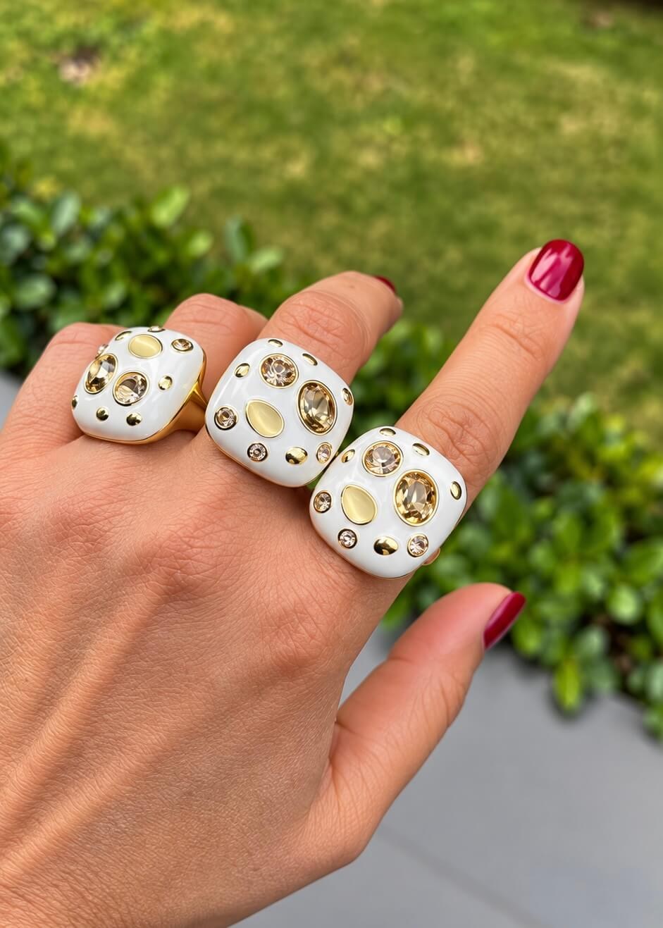 Premium Cristal Taşlı ve Mineli Yüzük