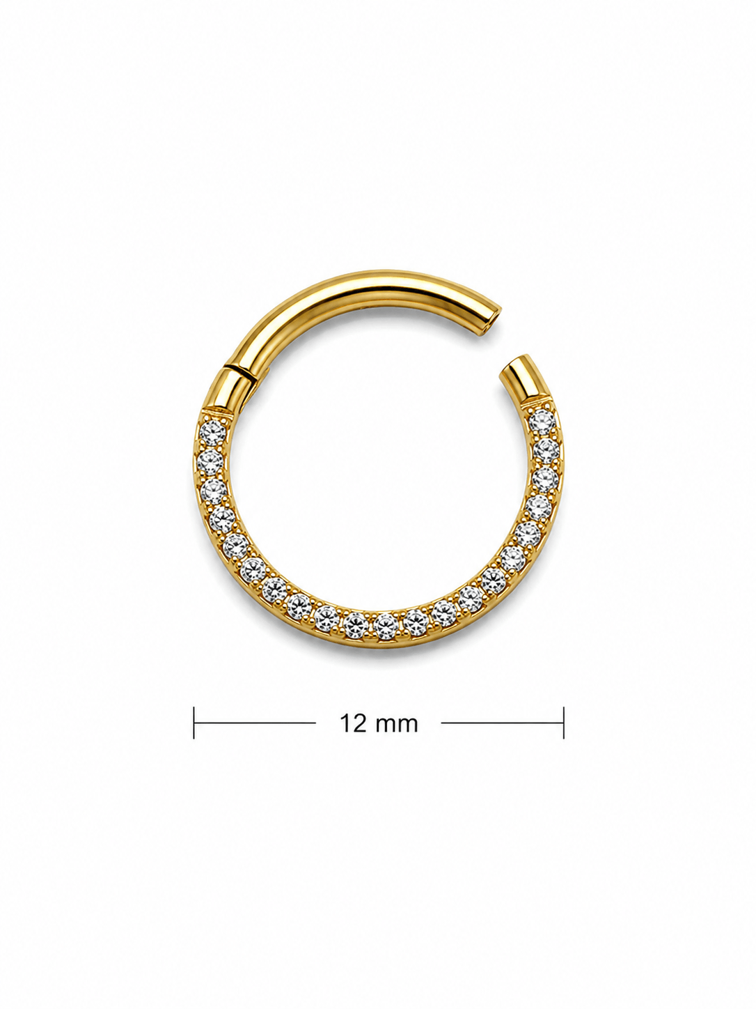 Premium Titanyum 12 mm Taşlı Halka Piercing