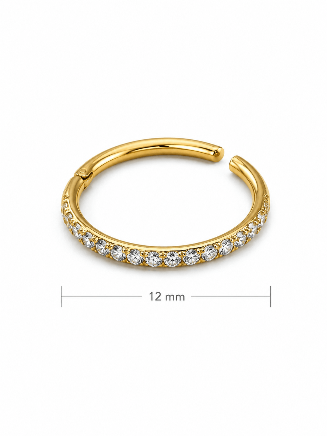 Premium Titanyum 12 mm Taşlı Halka Piercing