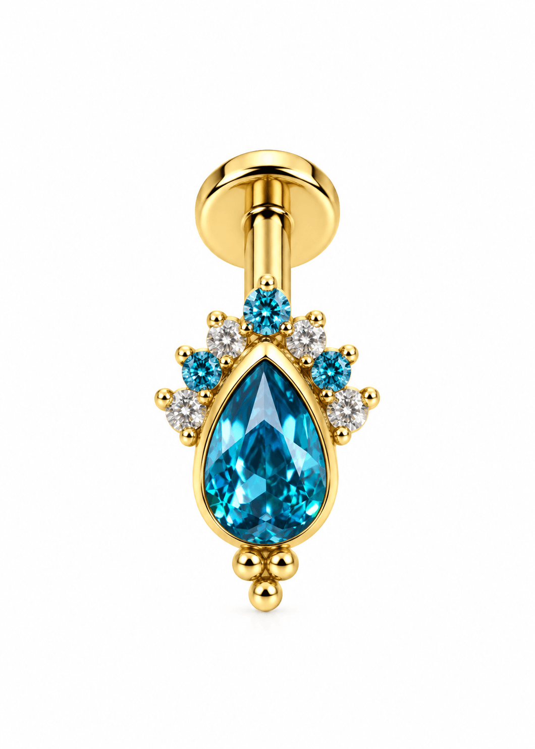Premium Titanyum Mavi Damla Piercing