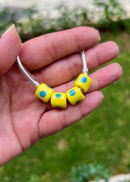 Sarı Silindir Murano Cam Charm
