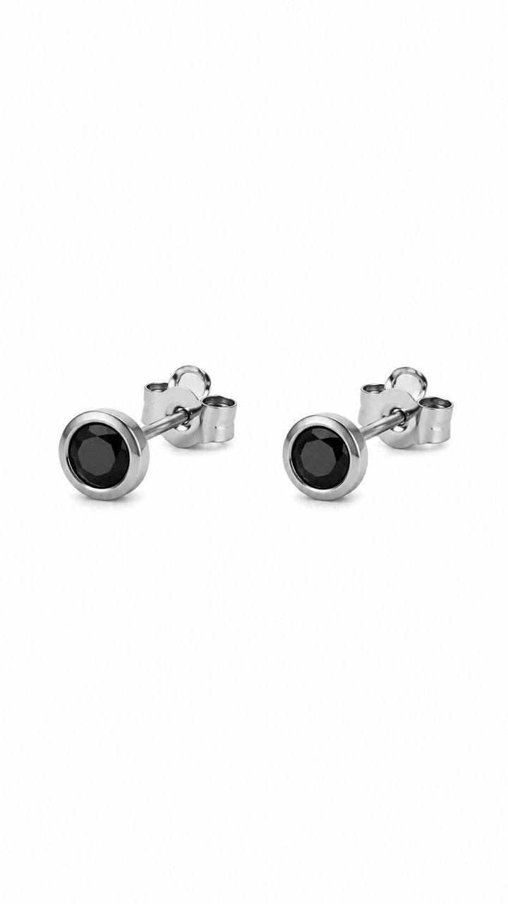 Studex Siyah Tektaş 3 mm Bezel Delim Küpesi