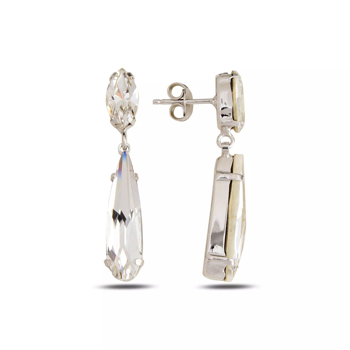 Swarovski Beyaz Taşlı Sallantılı Küpe
