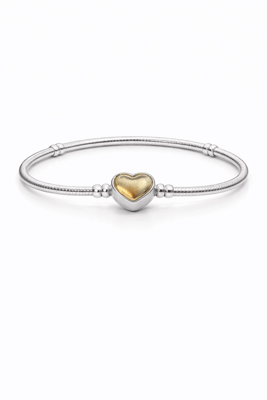 Taşsız Gold Kalp Kilitli Charm Takılan Bileklik