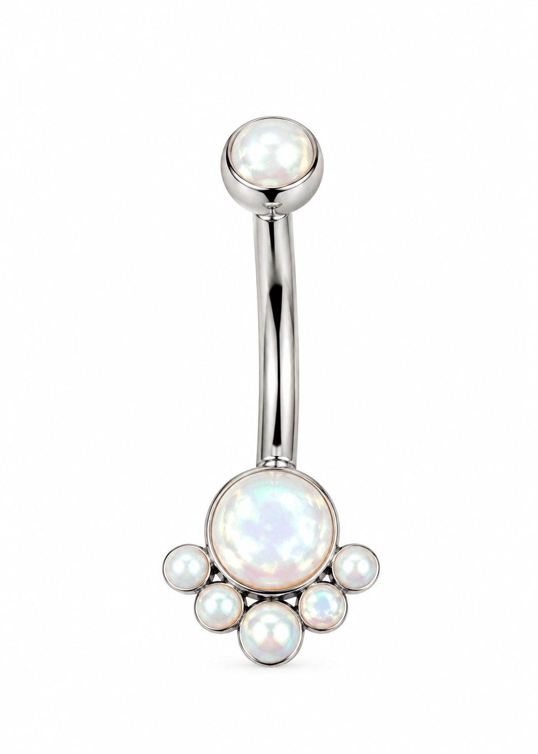 Titanyum Beyaz Opal Taşlı Göbek Piercing