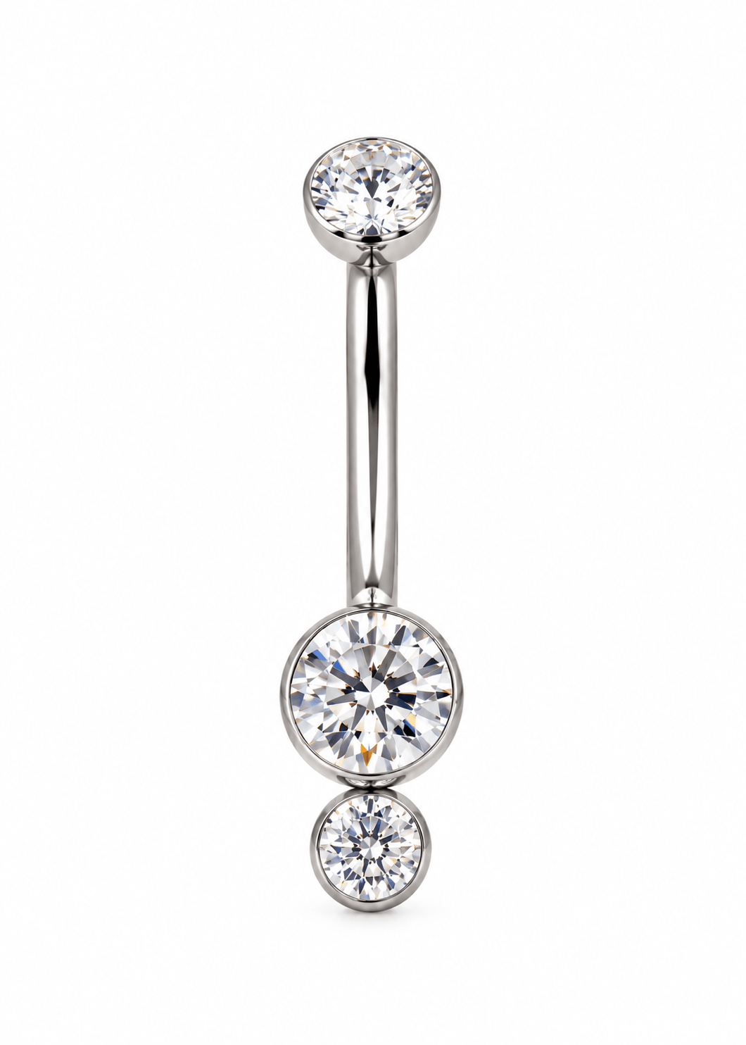 Titanyum İki Taşlı Göbek Piercing