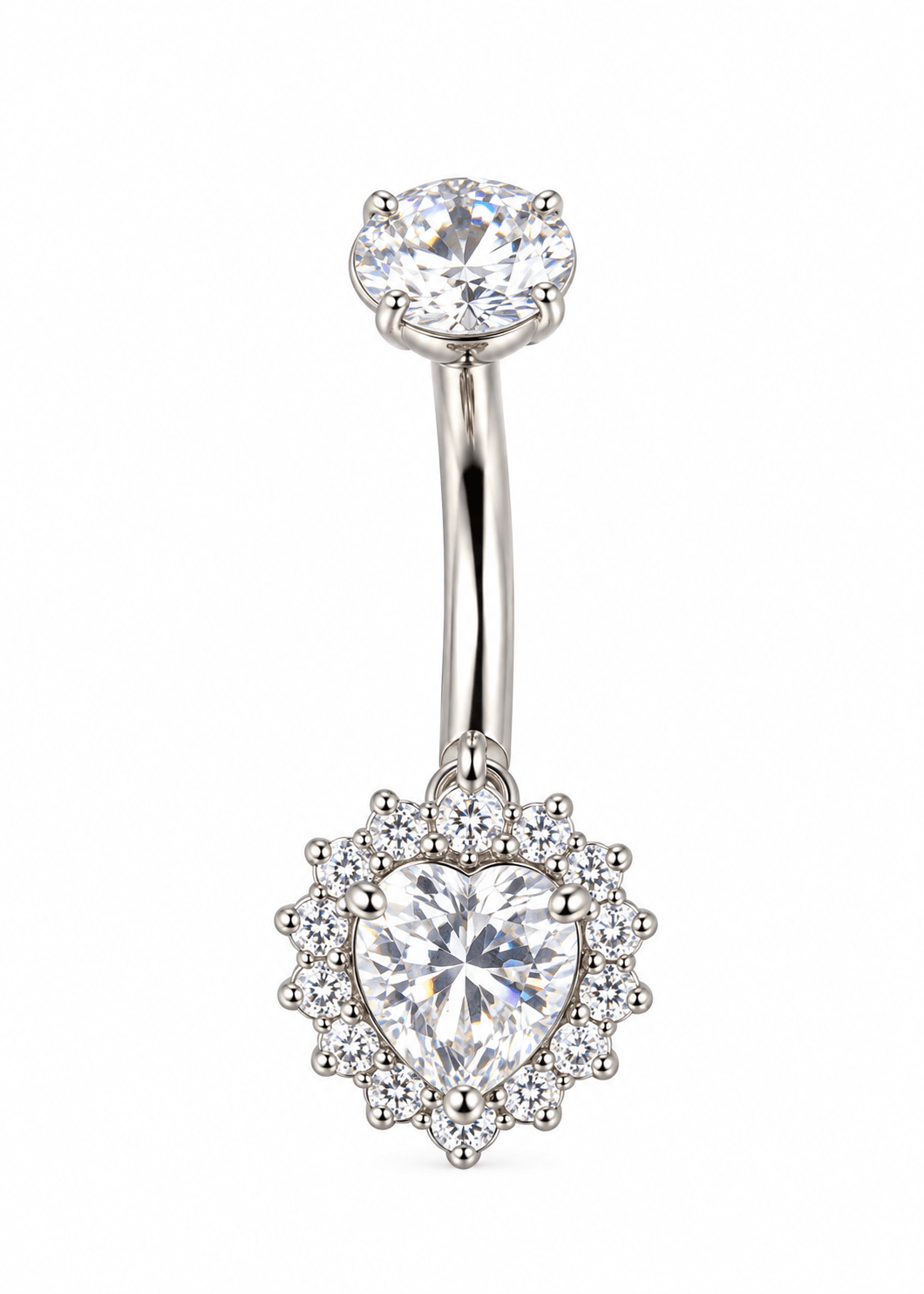 Titanyum Kalp Taşlı Göbek Piercing