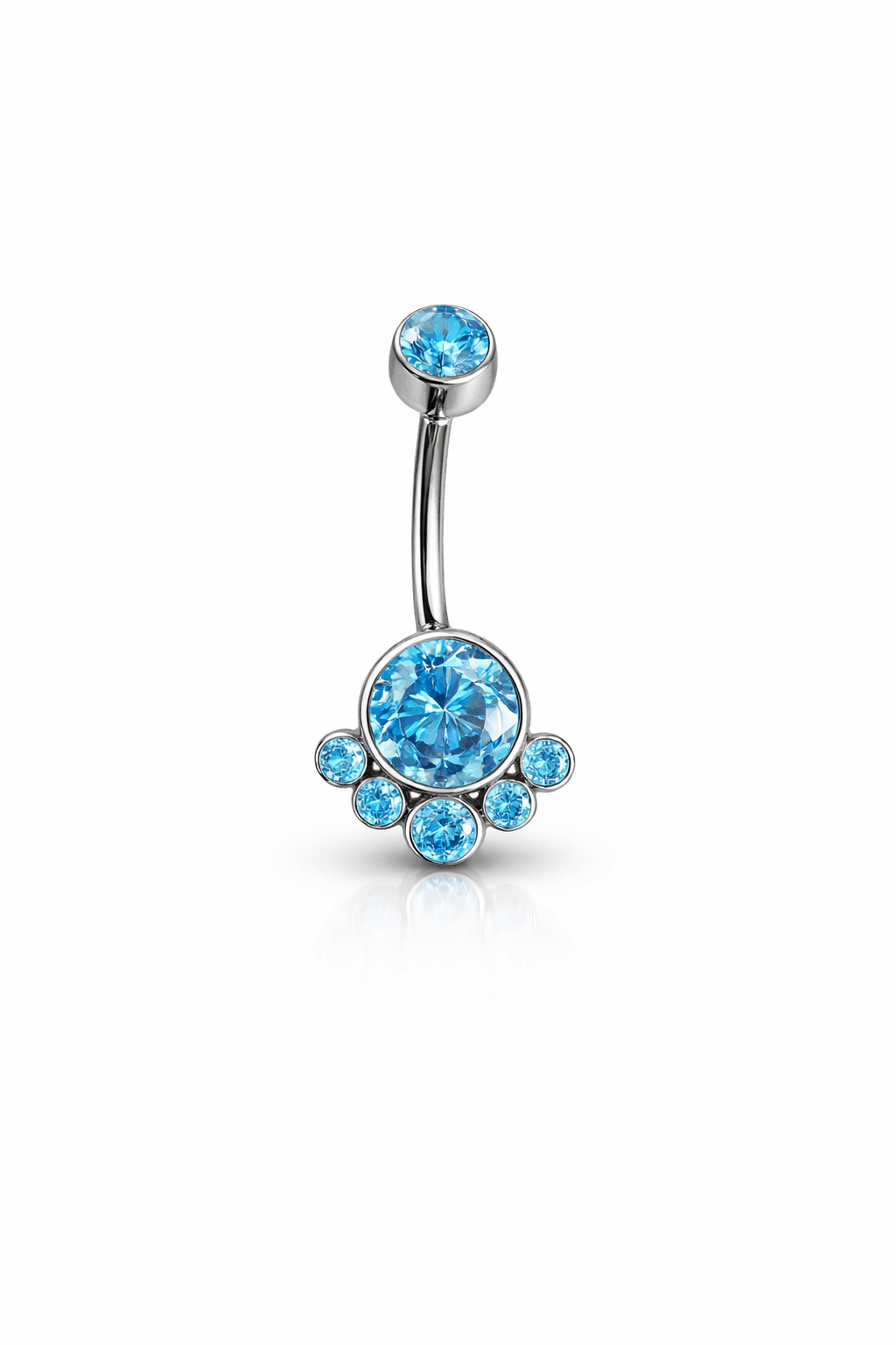 Titanyum Mavi Taşlı Göbek Piercing