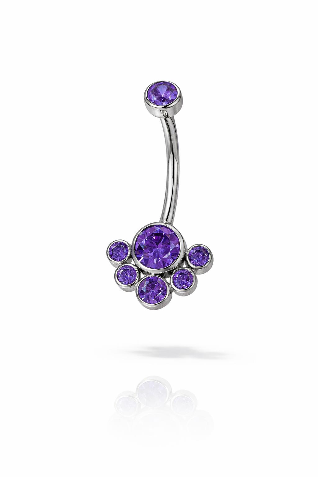 Titanyum Mor Taşlı Göbek Piercing