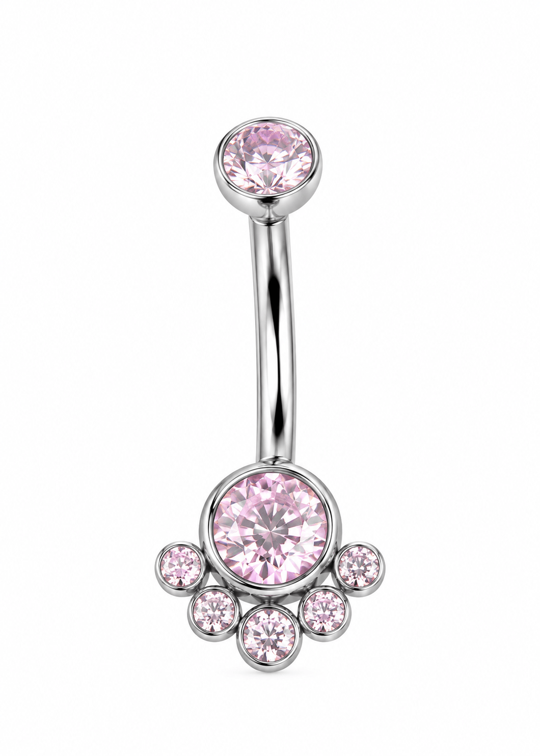 Titanyum Pembe Taşlı Göbek Piercing