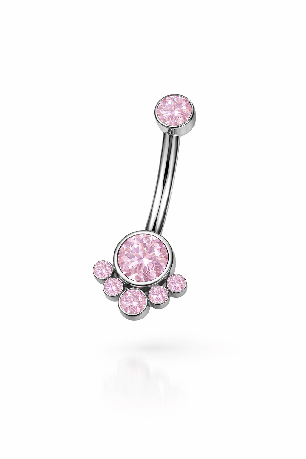 Titanyum Pembe Taşlı Göbek Piercing