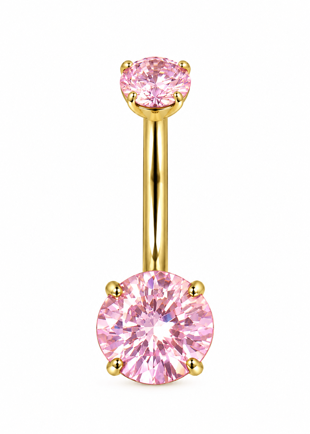 Titanyum Pembe TekTaşlı Göbek Piercing