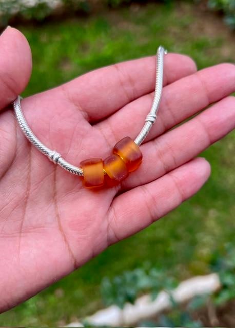 Turuncu Mat Murano Cam Charm