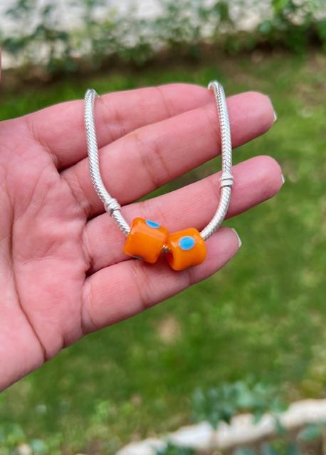 Turuncu Silindir Murano Cam Charm
