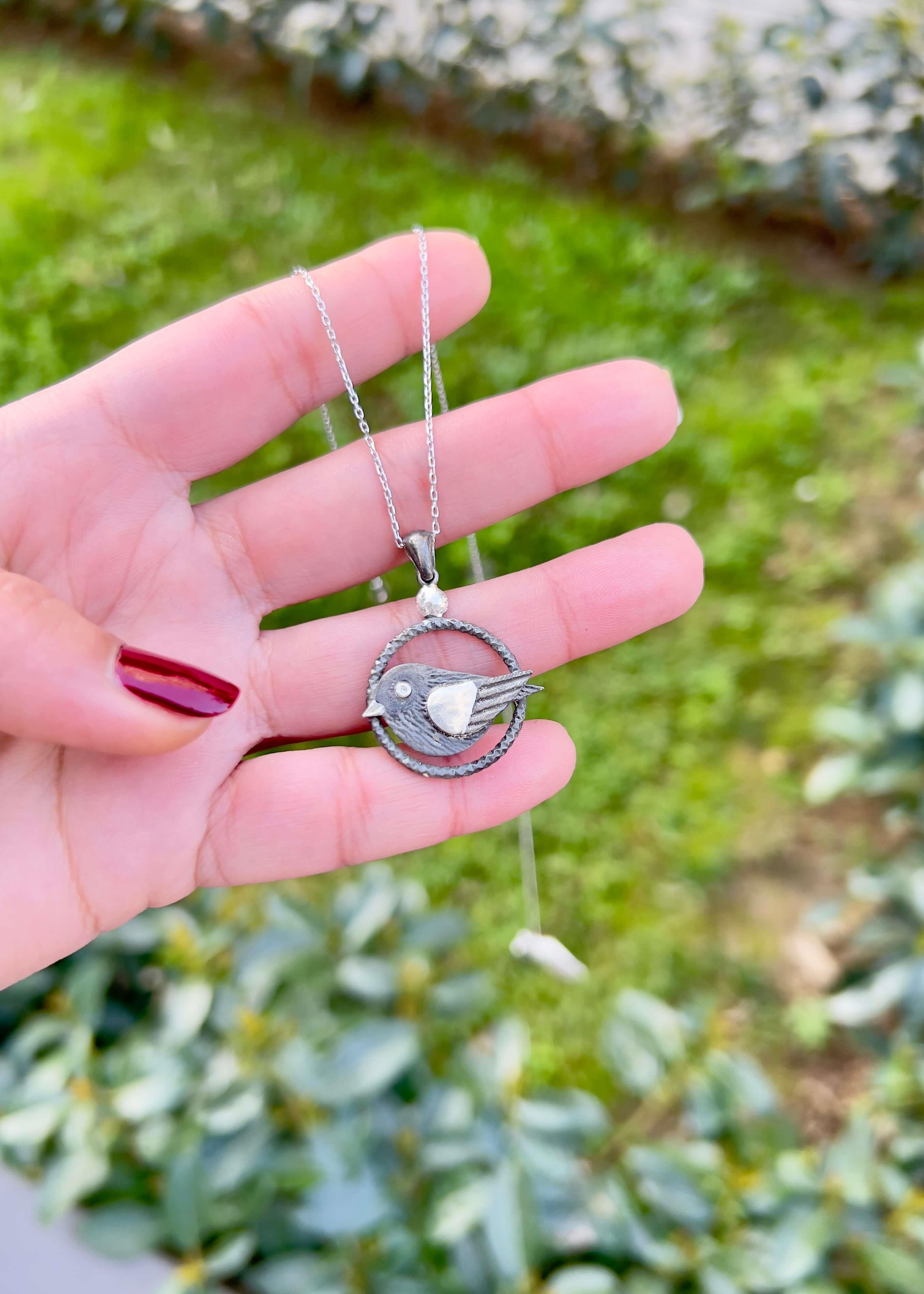 Vintage Kuş Kolye