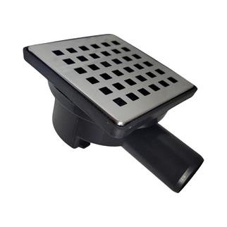 10x10 cm Yer Süzgeci 32 mm Yandan Çıkışlı Paslanmaz Izgaralı