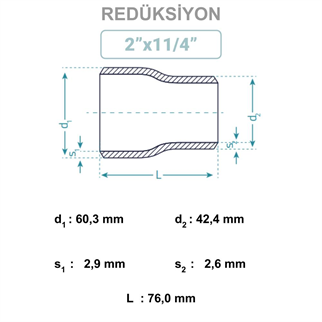 2x11/4 Konsantrik Patent Redüksiyon
