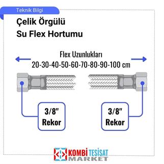 3/8x3/8-20 cm Su Bağlantı Flex Hortumu