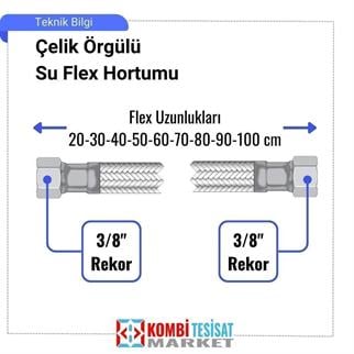 3/8x3/8-100 cm Su Bağlantı Flex Hortumu