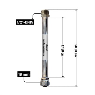 50 cm Kaynaklı Rekorlu Çubuk Radyatör Bağlantı Borusu  1/2x16 mm