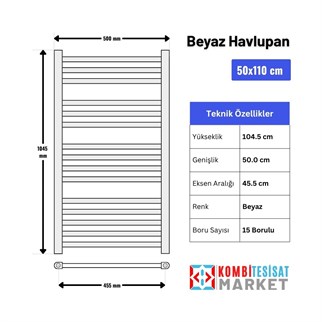 5x11 Beyaz Havlupan 50x110 cm