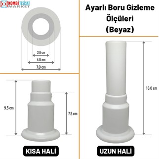 Ayarlı Tekli Boru Gizleme Beyaz