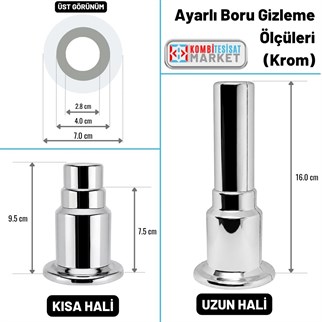 Ayarlı Tekli Boru Gizleme Krom