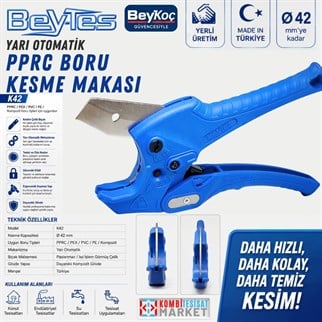 Beytes 42 mm Kompozit Yarı Otomatik Pprc Plastik Boru Kesme Makası