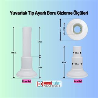 Boru Gizleme Aparatı Tekli Ayarlı Hareketli Yuvarlak Beyaz