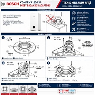 Bosch Condens 1200 W Dikey Baca Çıkış Adaptörü