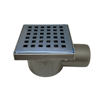 Çekvalfli Plastik Yer Süzgeci Yandan Çıkışlı Ø50 mm Paslanmaz Izgaralı